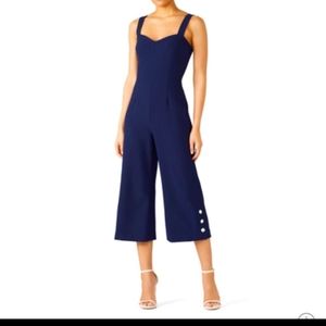 Nicole Miller navy blue sweetheart neckline jumpsuit